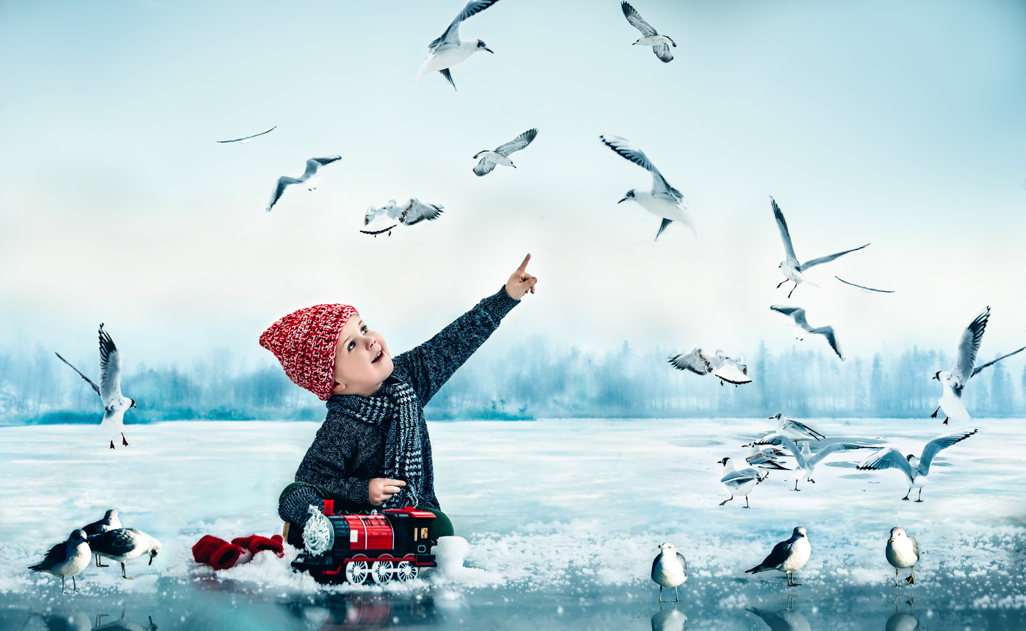 Winter Frozen Lake  – Fine Art Children’s Photography