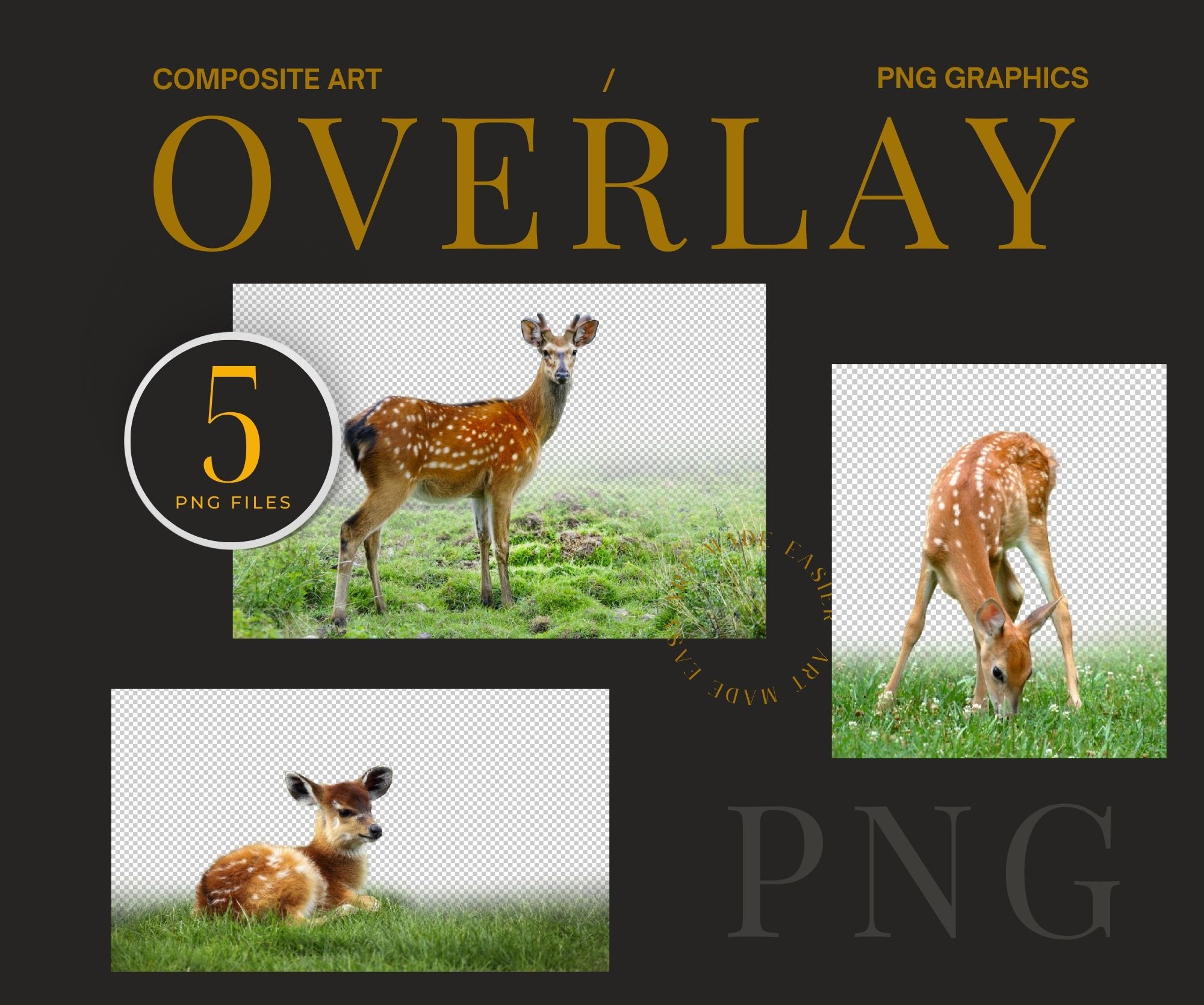 Deer Png Overlays Background Replacement Deer Overlay PNG Animal Blend Transparent Clipart Transparency Animal PNG Digital Background Deer (1)