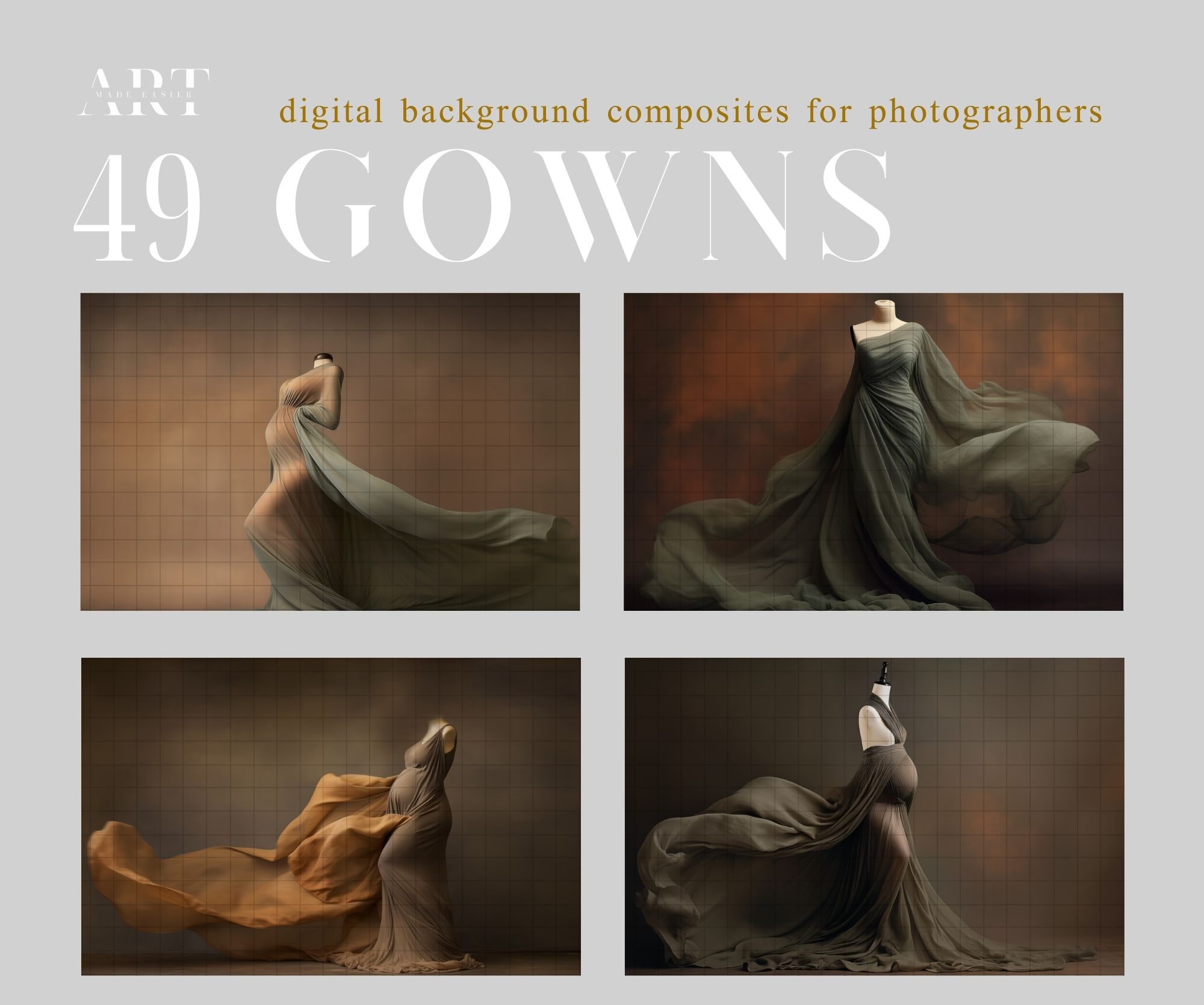 Muted Digital Maternity Gown Overlay Fine Art Maternity Gown Dress Clipart Flowing Fabric Digital (10)