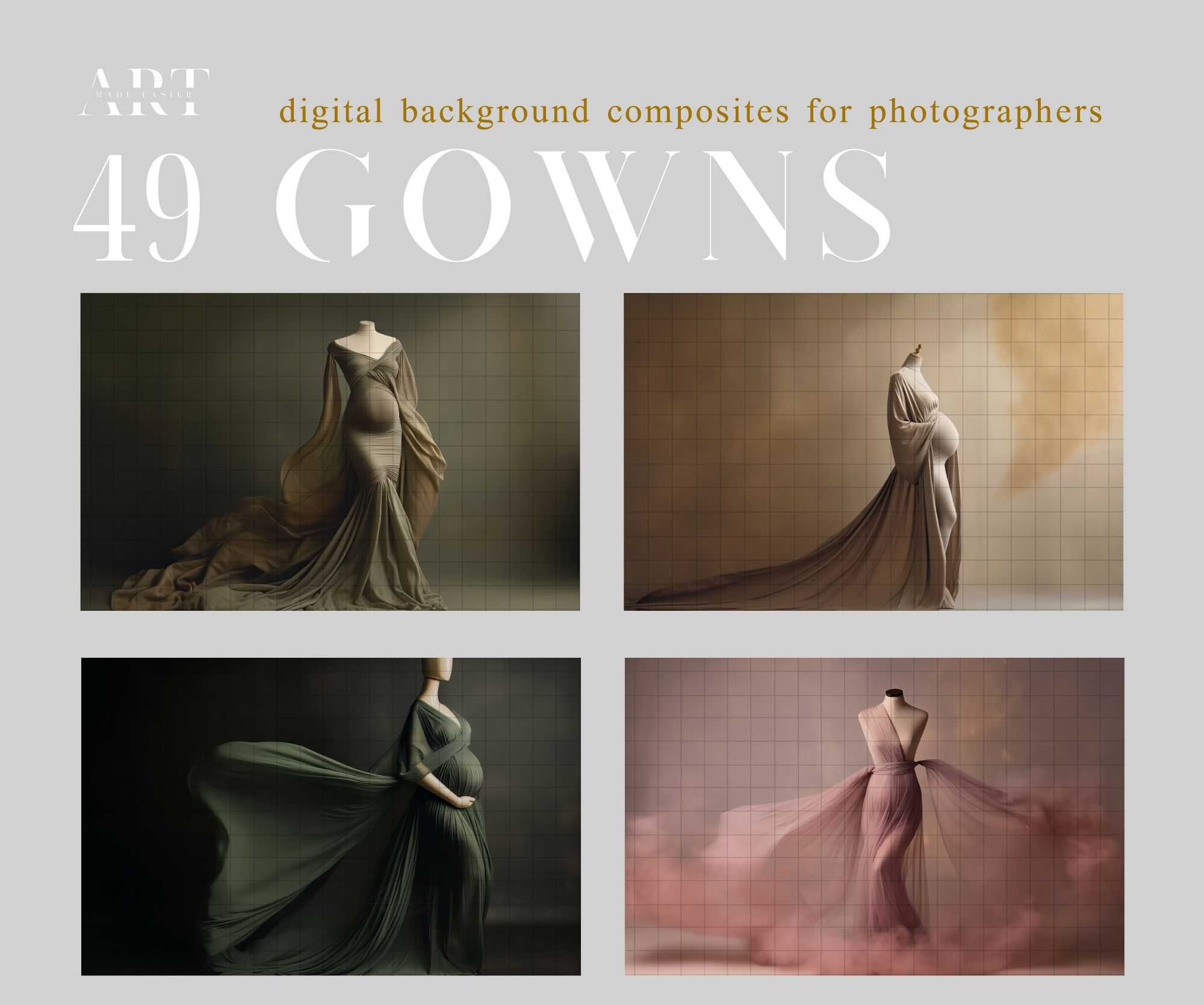 Muted Digital Maternity Gown Overlay Fine Art Maternity Gown Dress Clipart Flowing Fabric Digital (11)