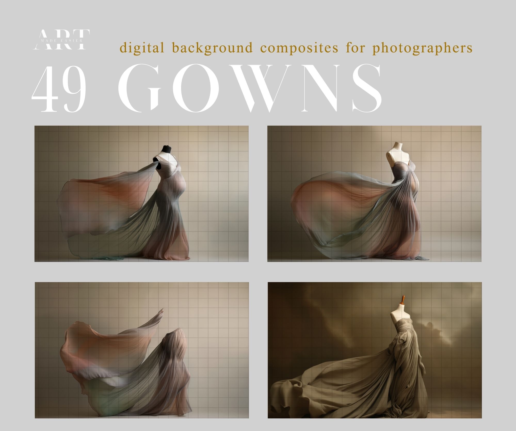 Muted Digital Maternity Gown Overlay Fine Art Maternity Gown Dress Clipart Flowing Fabric Digital (12)