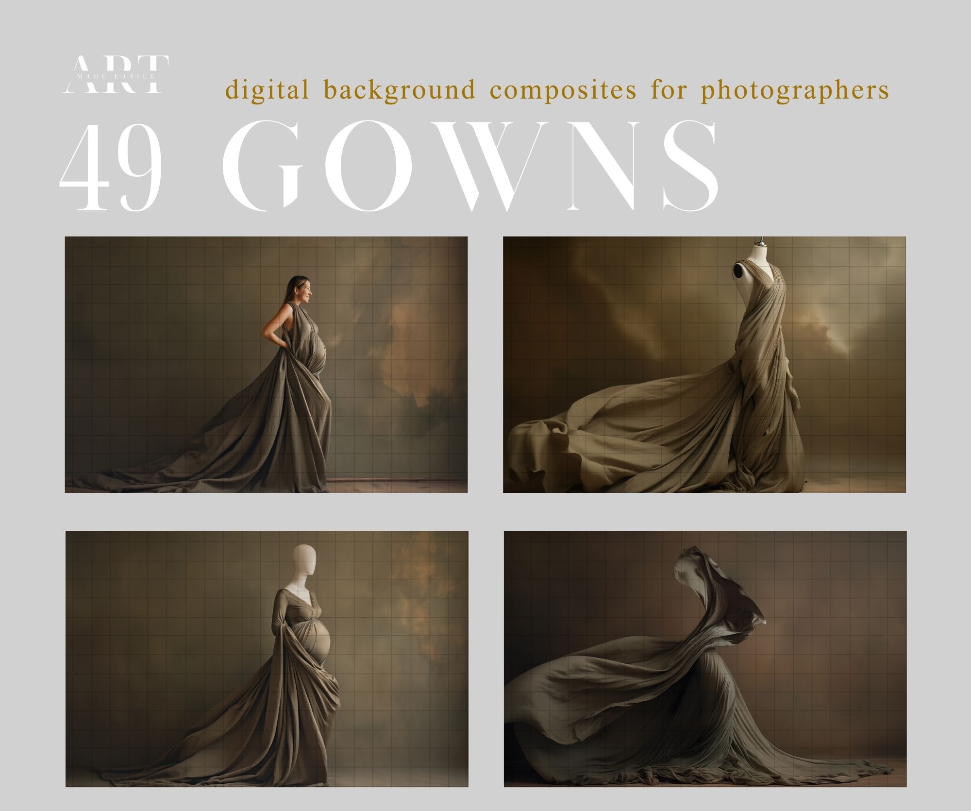 Muted Digital Maternity Gown Overlay Fine Art Maternity Gown Dress Clipart Flowing Fabric Digital (2)