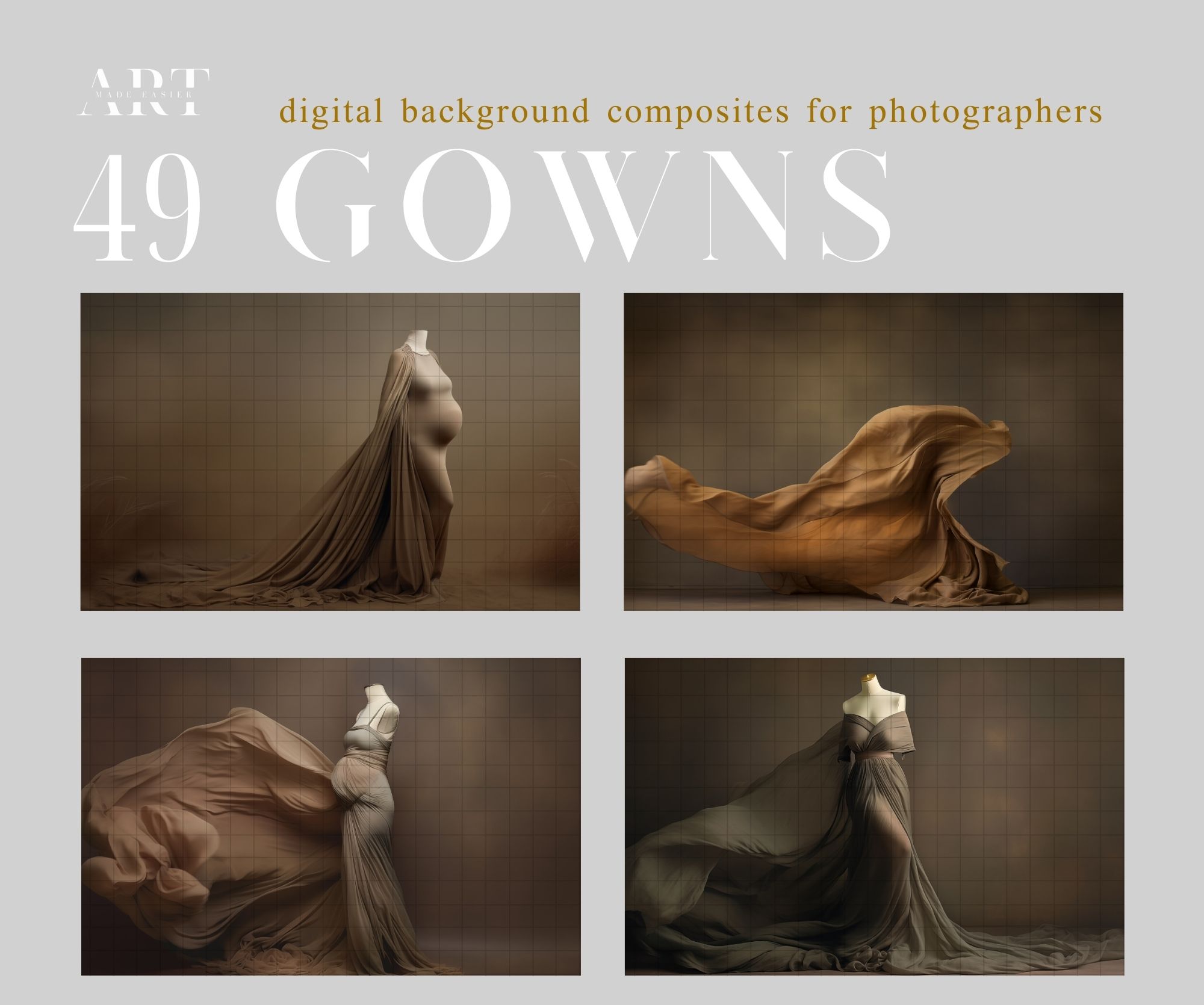 Muted Digital Maternity Gown Overlay Fine Art Maternity Gown Dress Clipart Flowing Fabric Digital (3)