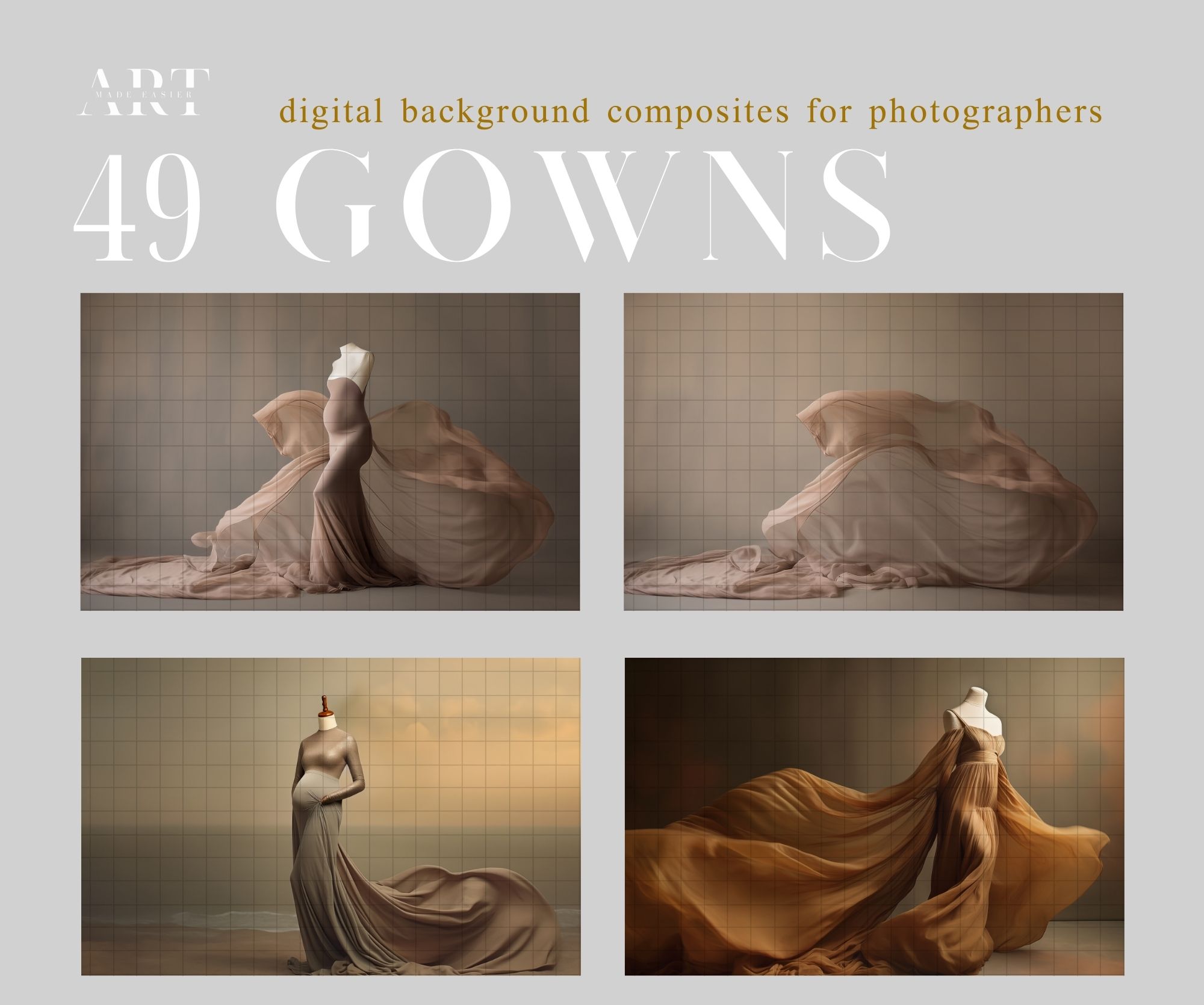 Muted Digital Maternity Gown Overlay Fine Art Maternity Gown Dress Clipart Flowing Fabric Digital (4)