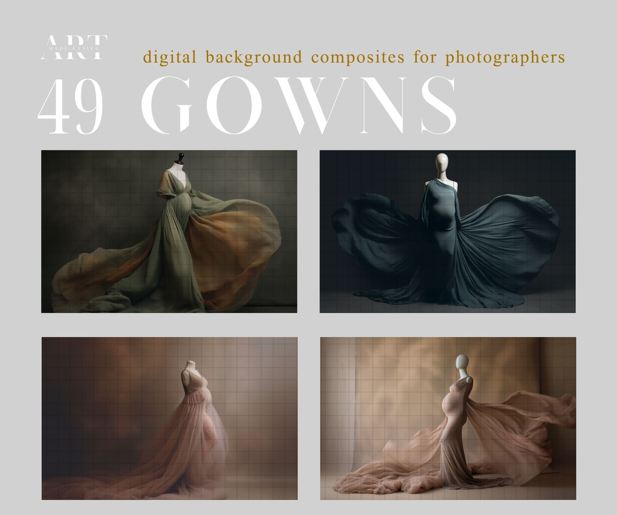 Muted Digital Maternity Gown Overlay Fine Art Maternity Gown Dress Clipart Flowing Fabric Digital (5)