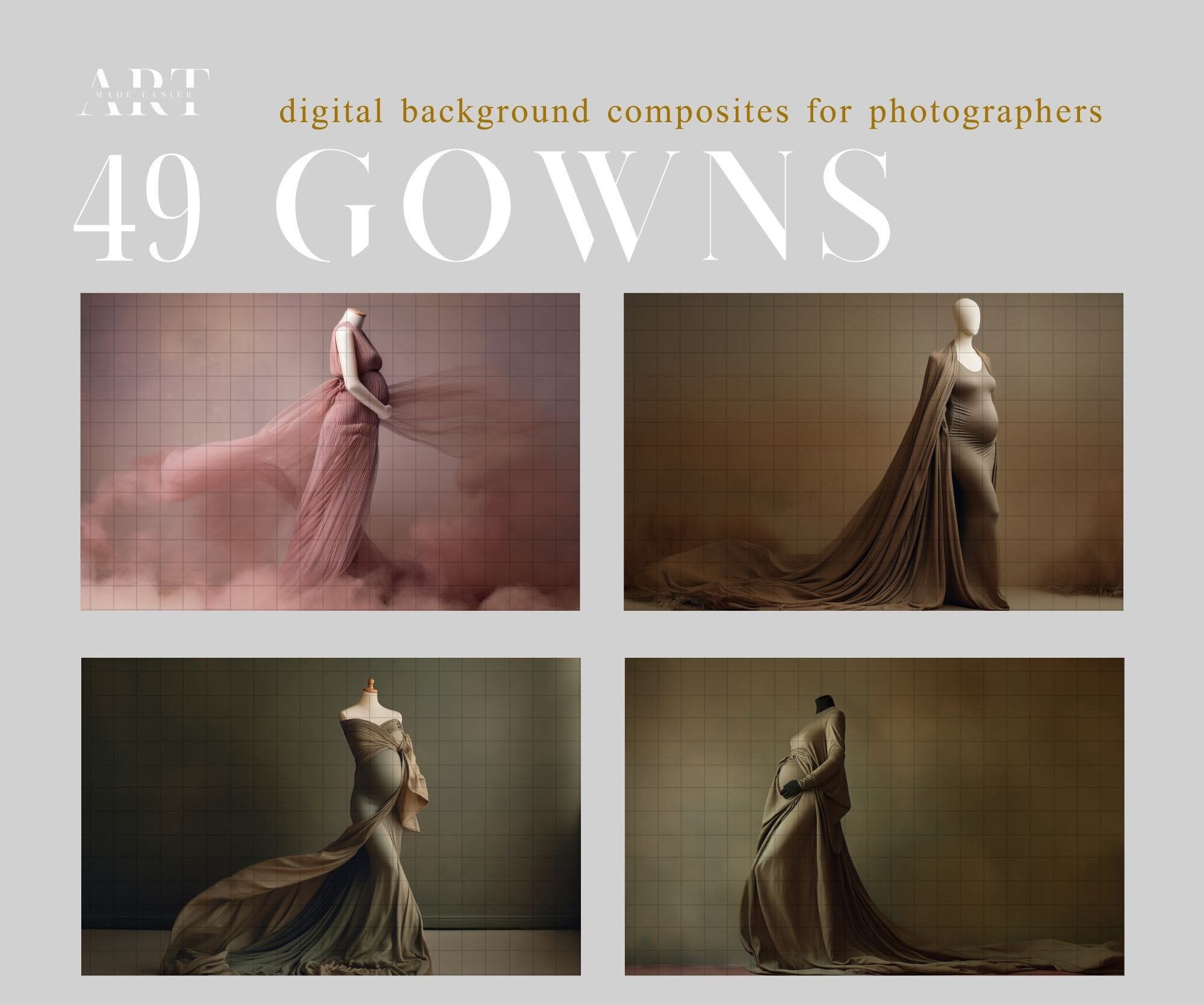 Muted Digital Maternity Gown Overlay Fine Art Maternity Gown Dress Clipart Flowing Fabric Digital (6)