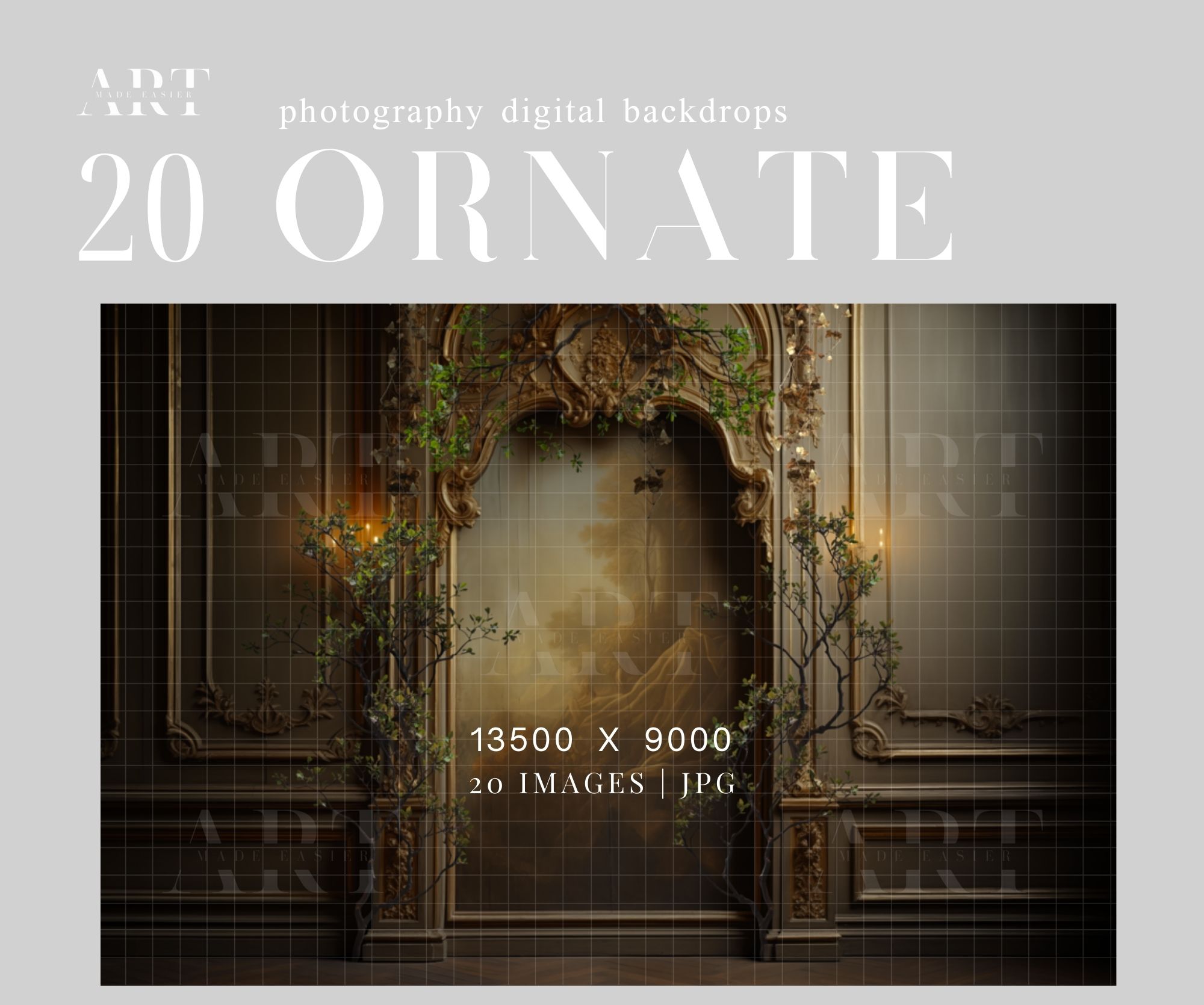 Rococo background Ornate backdrop Baroque interior Greenery backdrop Luxury digital backdrop Palace composite Fantasy interior backdrop (15)